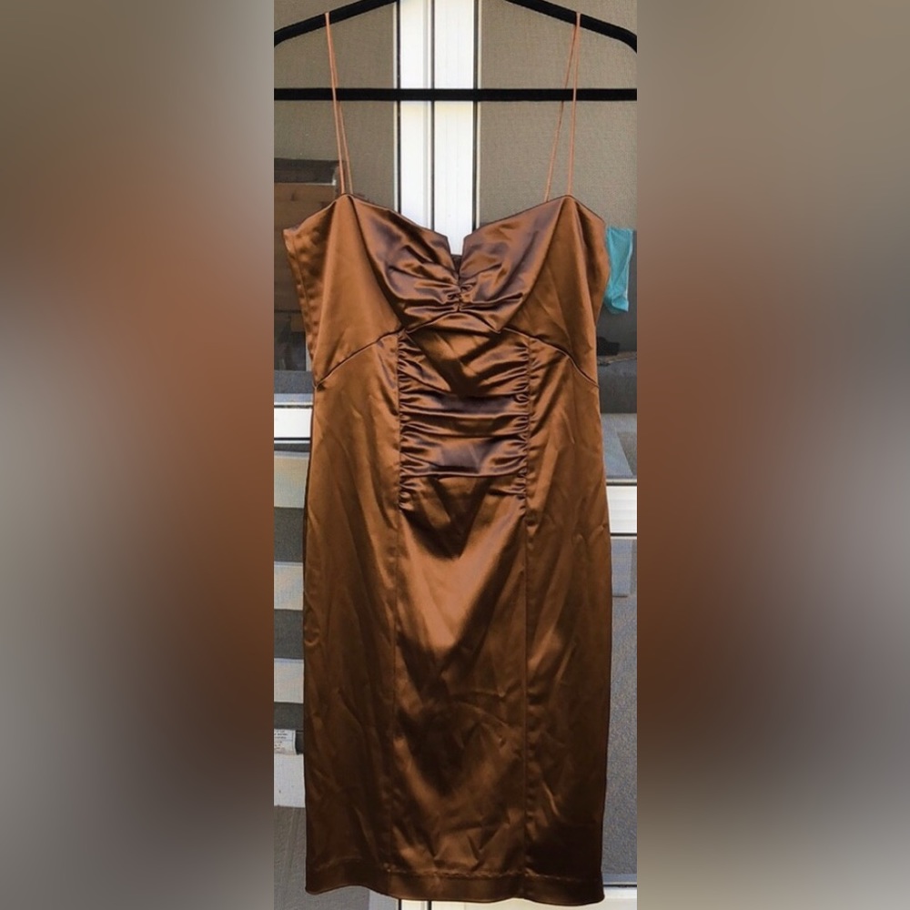 NICOLE MILLER COLLECTION Satin Spaghetti Strap Cocktail Dress
